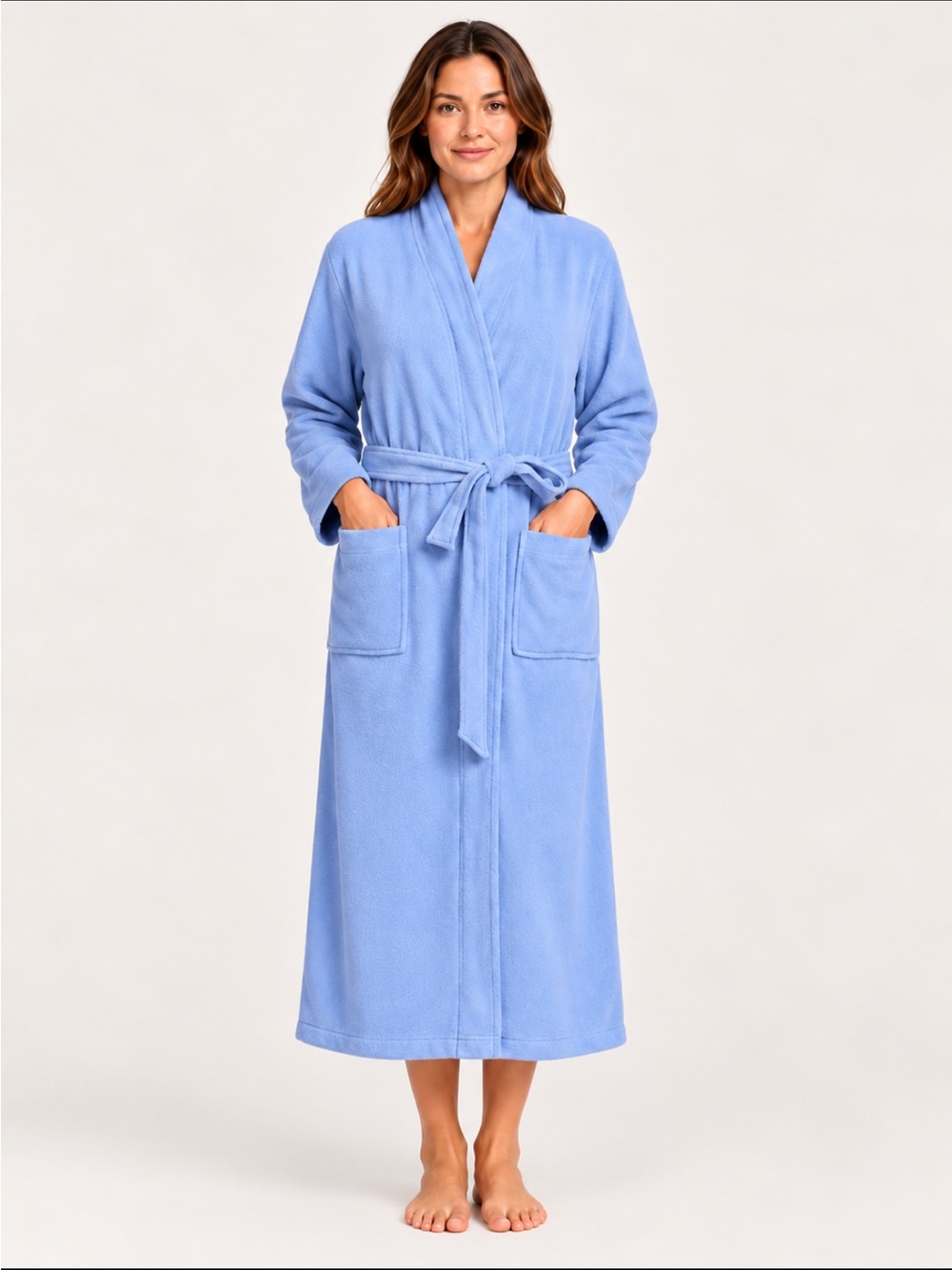 LandsEnd Wms Plus Cozy Plush Long Fleece Robe